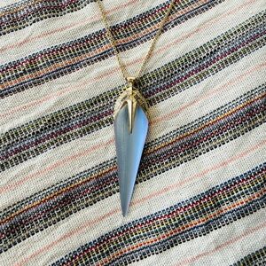 Alexis Bittar 90s vintage Gold Chain Necklace with Blue Lucite Pendant